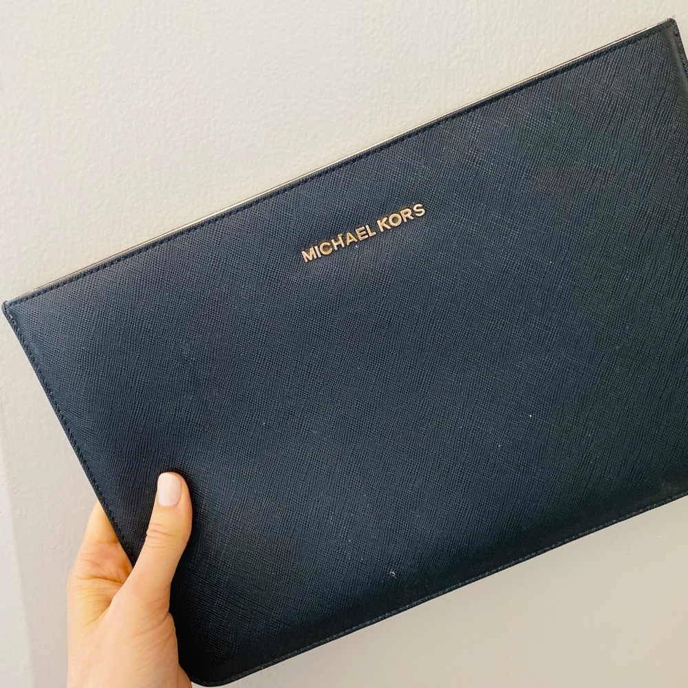 Authentic Black Leather Michael Kors Laptop Case